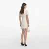 Cream Boucle Lace Trim Tailored Mini Dress Cream Boucle Lace Trim Tailored Mini Dress