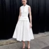 Cream Boucle Polka Dot Midi Dress