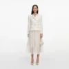 Cream Boucle Shawl Collared Midi Dress