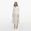 Cream Boucle Shawl Collared Midi Dress