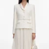 Cream Boucle Shawl Collared Midi Dress