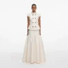 Cream Boucle Taffeta Maxi Dress