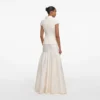 Cream Boucle Taffeta Maxi Dress