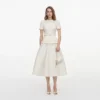 Cream Boucle Taffeta Midi Dress