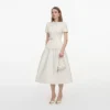 Cream Boucle Taffeta Midi Dress