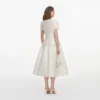 Cream Boucle Taffeta Midi Dress