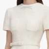 Cream Boucle Taffeta Midi Dress