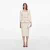 Cream Boucle Tailored Chain Midi Dress