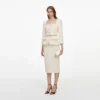 Cream Boucle Tailored Chain Midi Dress