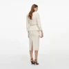 Cream Boucle Tailored Chain Midi Dress