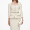 Cream Boucle Tailored Chain Midi Dress