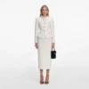 Cream Boucle Tailored Midi Dress