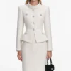 Cream Boucle Tailored Midi Dress
