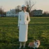 Cream Boucle Tailored Midi Dress