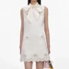 Cream Broderie Denim Mini Dress Cream Broderie Denim Mini Dress