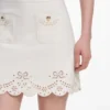 Cream Broderie Denim Mini Skirt