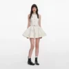 Cream Broderie Denim Sleeveless Mini Dress