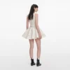 Cream Broderie Denim Sleeveless Mini Dress