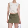 Cream Broderie Denim Top