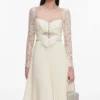 Cream Chiffon Lace Midi Dress
