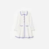 Cream Contrast Trim Pointelle Knit Dress