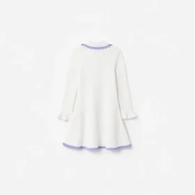 Cream Contrast Trim Pointelle Knit Dress