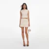 Cream Crochet Flower Knit Mini Skirt