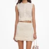 Cream Crochet Flower Knit Mini Skirt