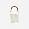 Cream Crystal Chain Mini Tote Bag