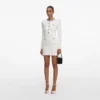 Cream Crystal Trim Knit Mini Dress