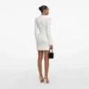 Cream Crystal Trim Knit Mini Dress
