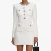 Cream Crystal Trim Knit Mini Dress