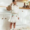 Cream Denim Cherry Motif Skirt