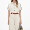 Cream Denim Jumpsuit