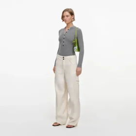 Cream Denim Pocket Trousers
