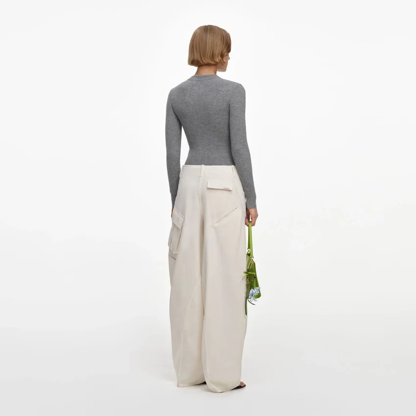 Cream Denim Pocket Trousers Cream Denim Pocket Trousers