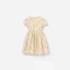 Cream Embellished Flower Tulle Dress