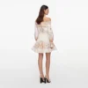 Cream Floral Organza Ruffle Mini Dress