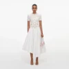 Cream Fringe Knit Cotton Midi Dress