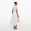 Cream Fringe Knit Cotton Midi Dress
