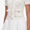Cream Fringe Knit Cotton Midi Dress