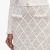 Cream Fringe Knit Midi Skirt