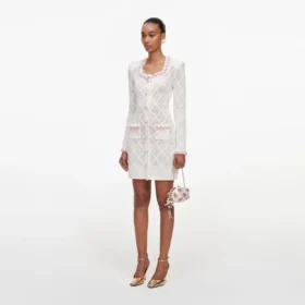 Cream Fringe Knit Mini Dress