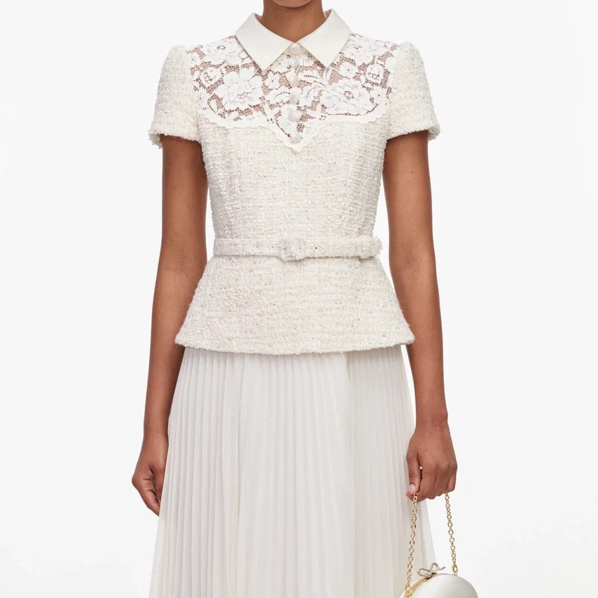 Cream Lace Boucle Midi Dress Cream Lace Boucle Midi Dress