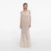 Cream Lace Flower Maxi Dress