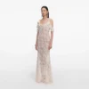 Cream Lace Flower Maxi Dress