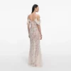 Cream Lace Flower Maxi Dress