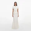 Cream Linen Blend Peplum Maxi Dress