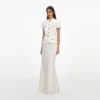 Cream Linen Blend Peplum Maxi Dress