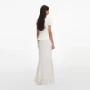 Cream Linen Blend Peplum Maxi Dress